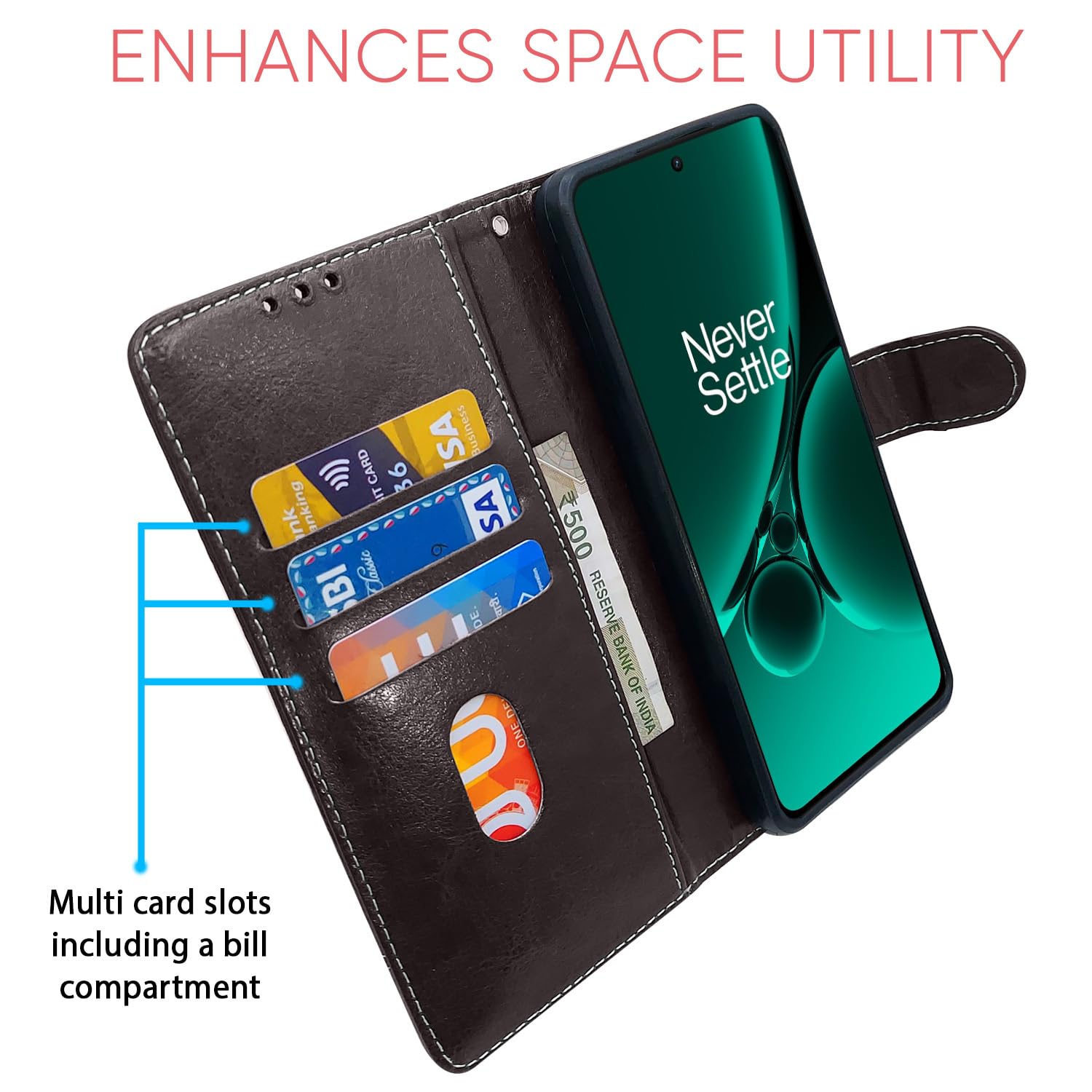Pikkme OnePlus Nord CE 3 5G coffee & brown mobile flip cover – photo 3
