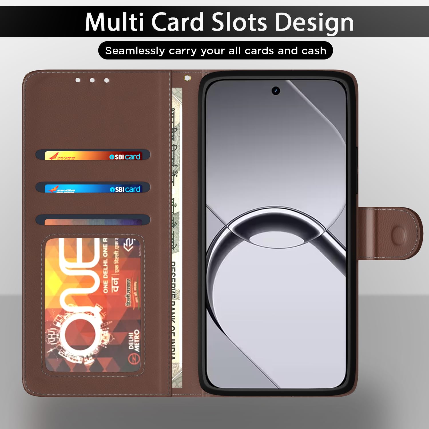 Realme 16 5G mobile flip cover in tan by Pikkme – photo 5