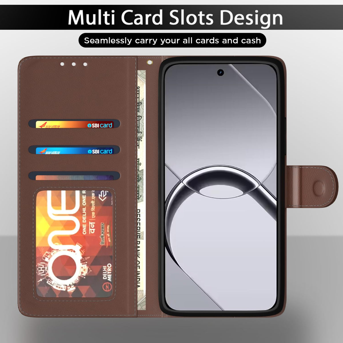 Realme 16 5G mobile flip cover in tan by Pikkme – photo 5