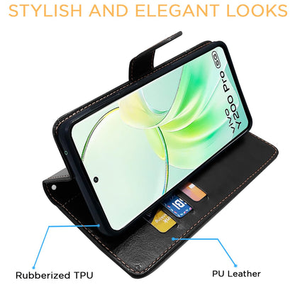 Vivo Y200 Pro 5G Magnetic flip cover in black & brown by Pikkme – photo 5