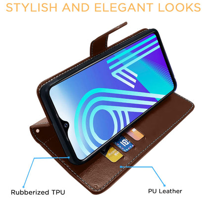 Vivo Y91/Y93/Y95 Magnetic mobile flip cover in brown & coffee by Pikkme – photo 5