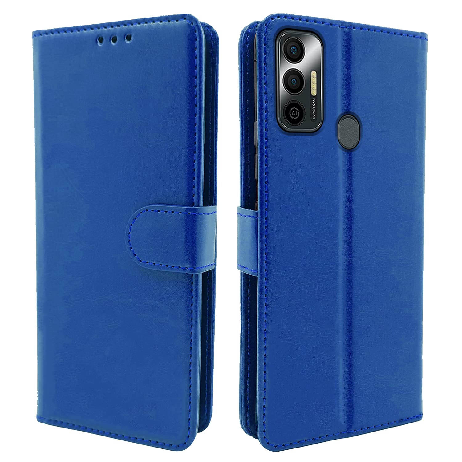   Tecno Spark 7 Blue Vintage Flip Cover