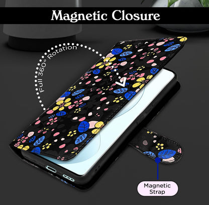 Vivo V29/V29 Pro 5G Wallet mobile flip cover in black flower by Pikkme – photo 2