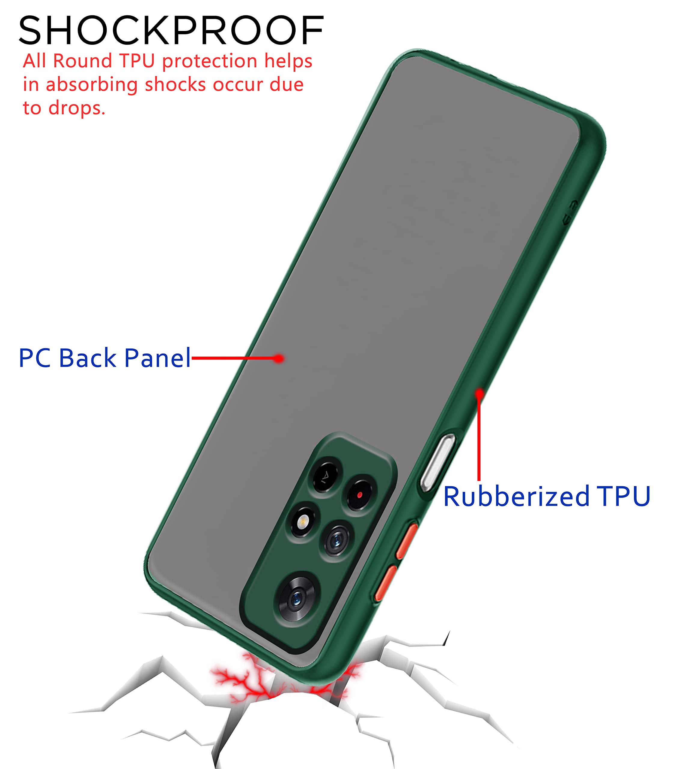 Redmi Note 11T 5G Hybrid back cover in green by Pikkme – photo 4