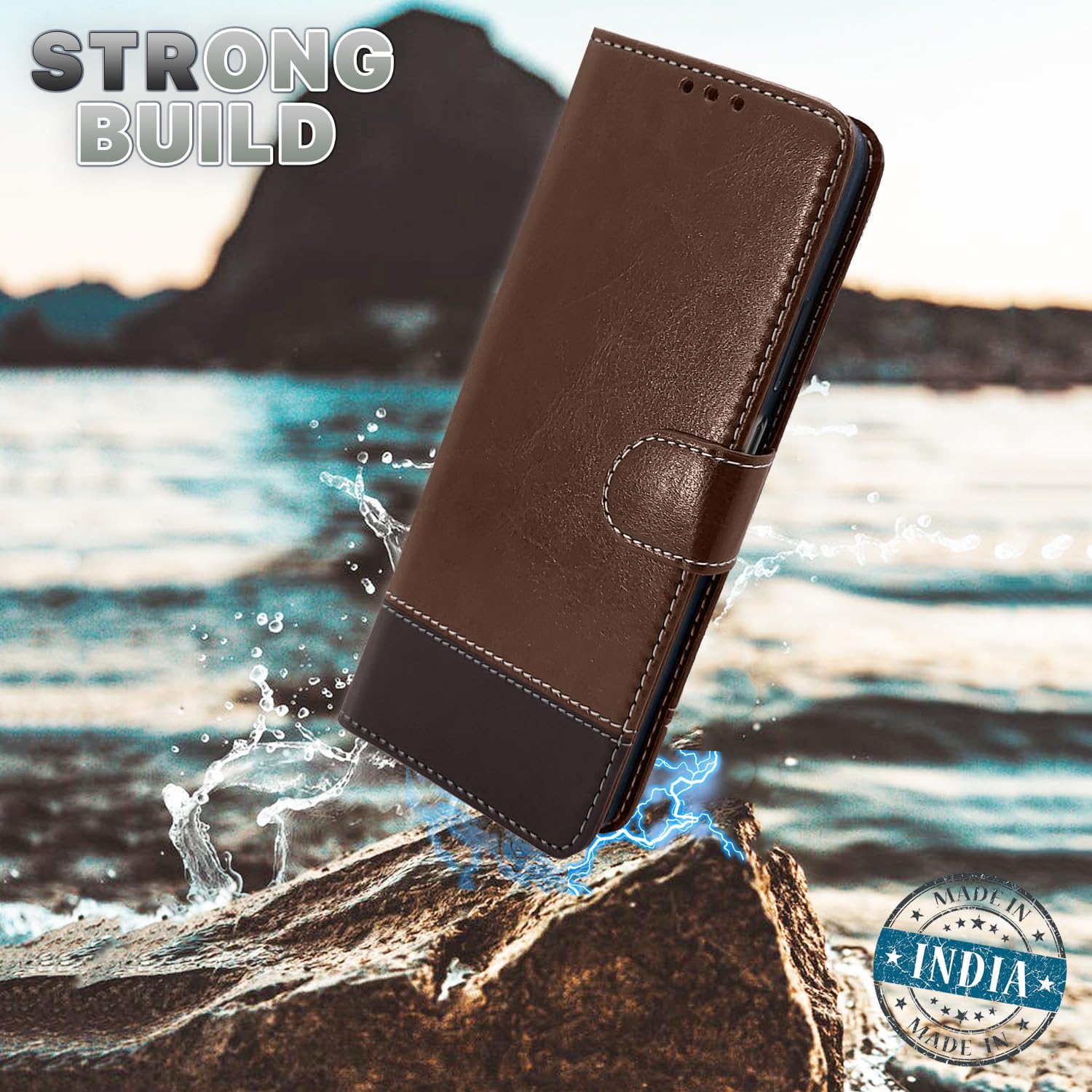 Brown & coffee wallet flip cover for iQOO Z9x 5G – Pikkme – photo 7