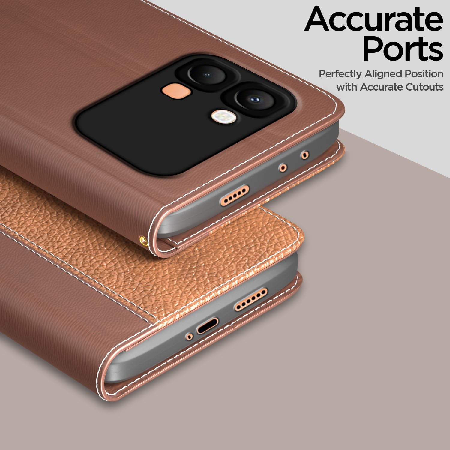 Pikkme tan Wallet mobile flip cover for Infinix Note Edge 5G – photo 2
