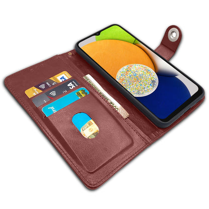 Samsung A03 Button wallet flip cover in brown by Pikkme – photo 3