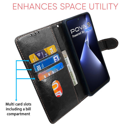 Black & brown flip cover for Tecno Pova 5/Pova 5 Pro 5G – Pikkme – photo 4