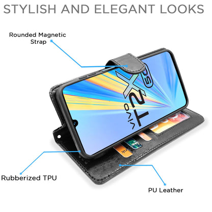 Black wallet flip cover for Vivo T2X/Y16/Y56 5G – Pikkme – photo 3