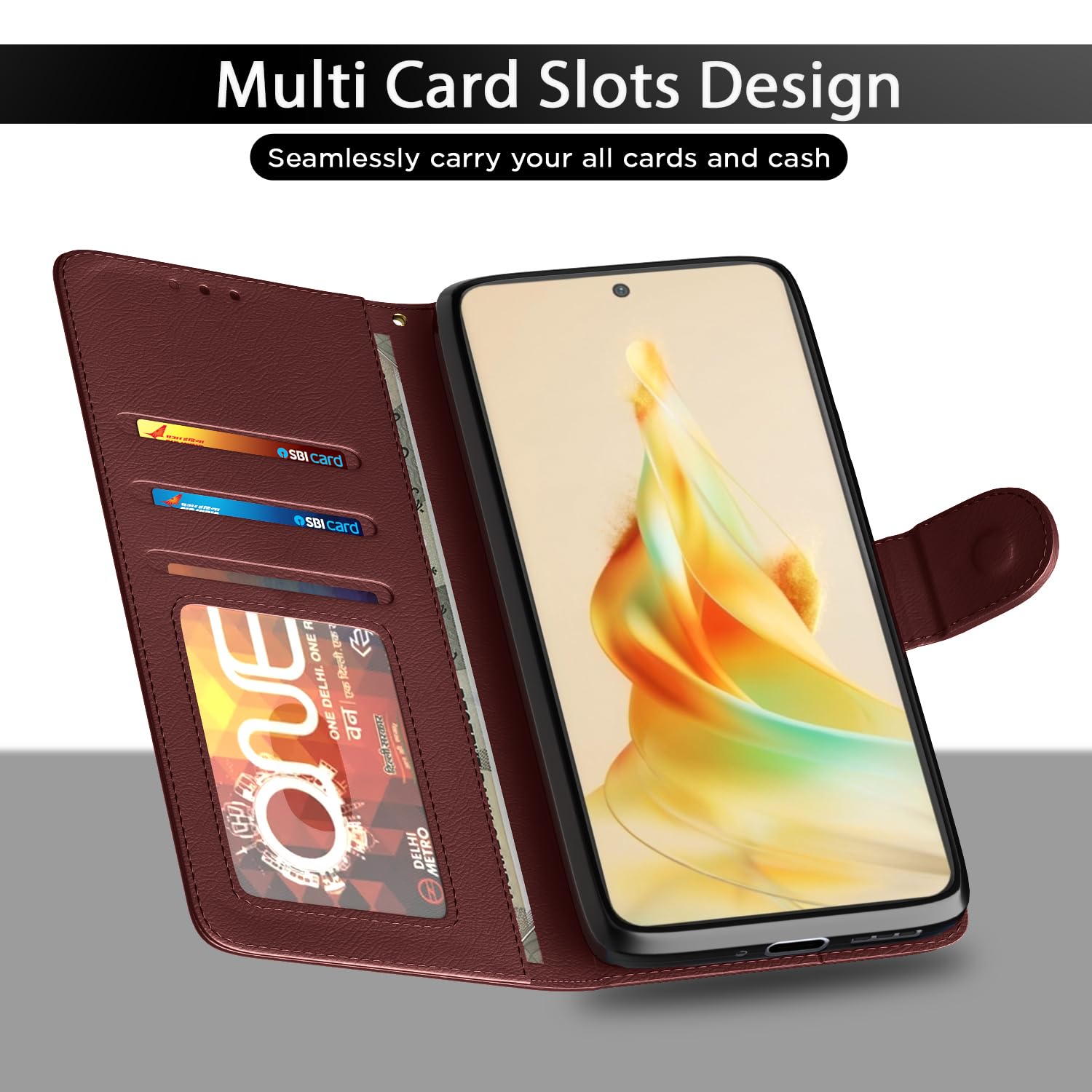 Oppo Reno 8T 5G flip case in brown by Pikkme – photo 5