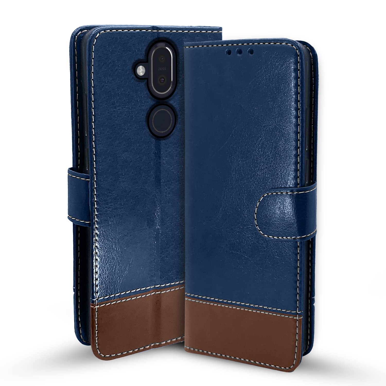 Blue & brown wallet flip cover for Nokia 8.1 – Pikkme