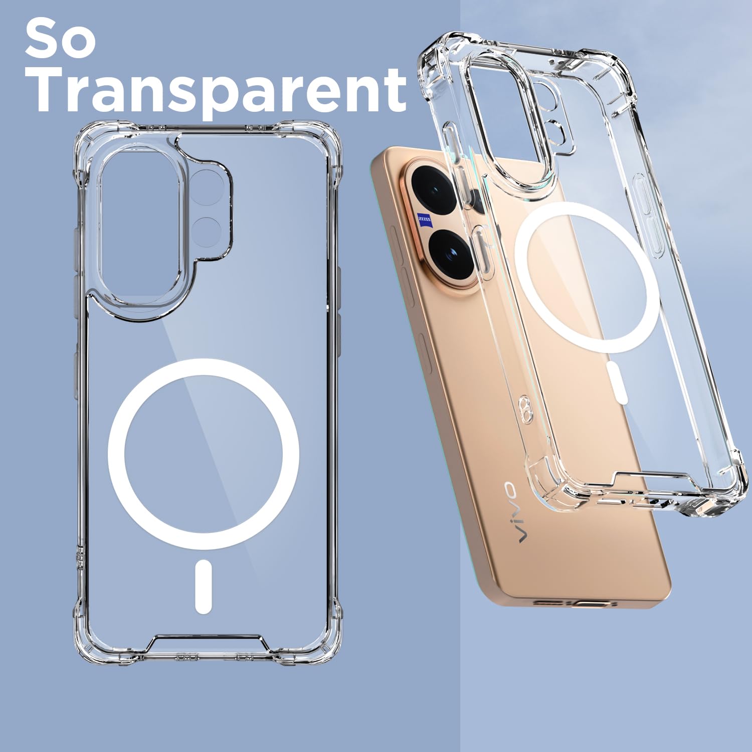 Transparent mag-safe back cover for Vivo V60/T4 Pro 5G – Pikkme – photo 2