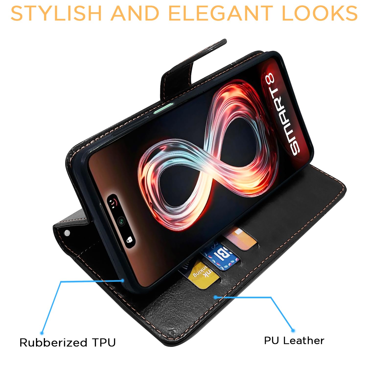 Pikkme black & brown Magnetic flip cover for Infinix Smart 8 – photo 5