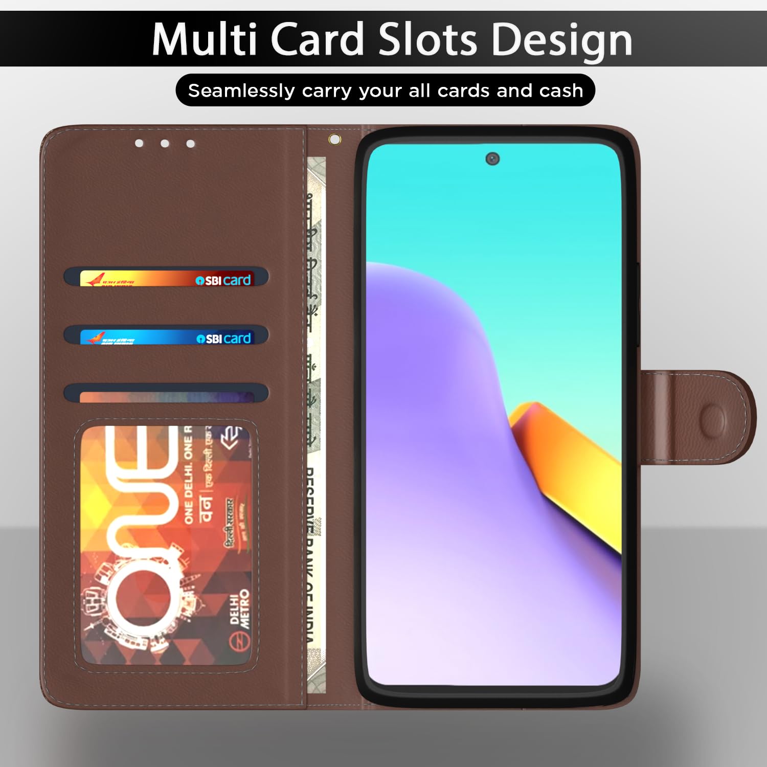Pikkme Redmi 12/Poco M6 Pro 5G Wallet tan flip case – photo 5