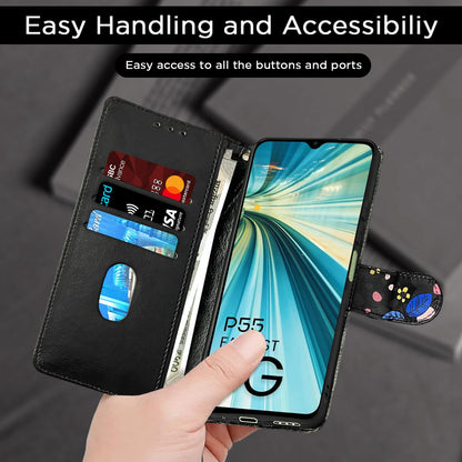 Pikkme Itel P55 5G Wallet black flower wallet flip cover – photo 4