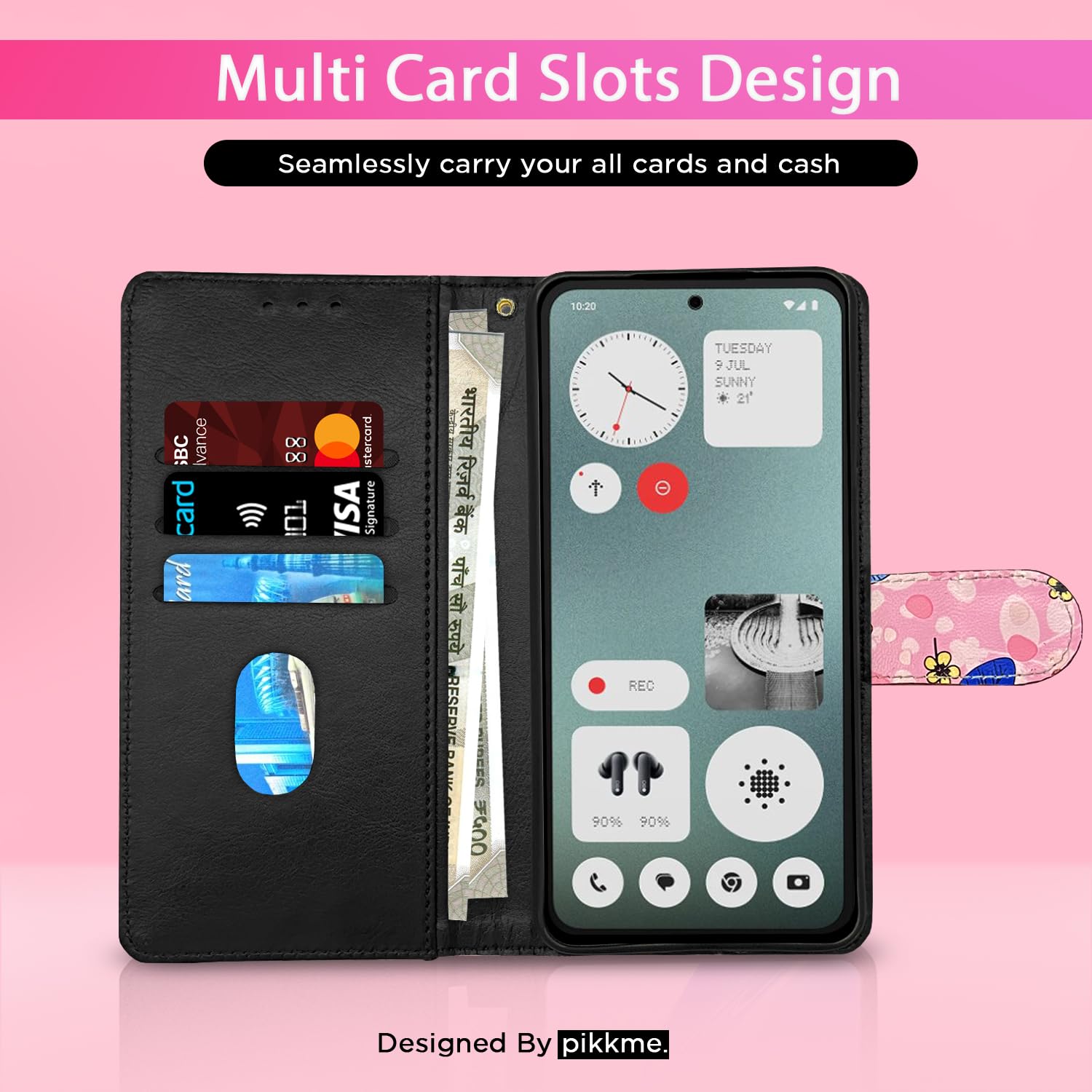 CMF Phone 1 Wallet wallet flip cover in pink flower by Pikkme – photo 2