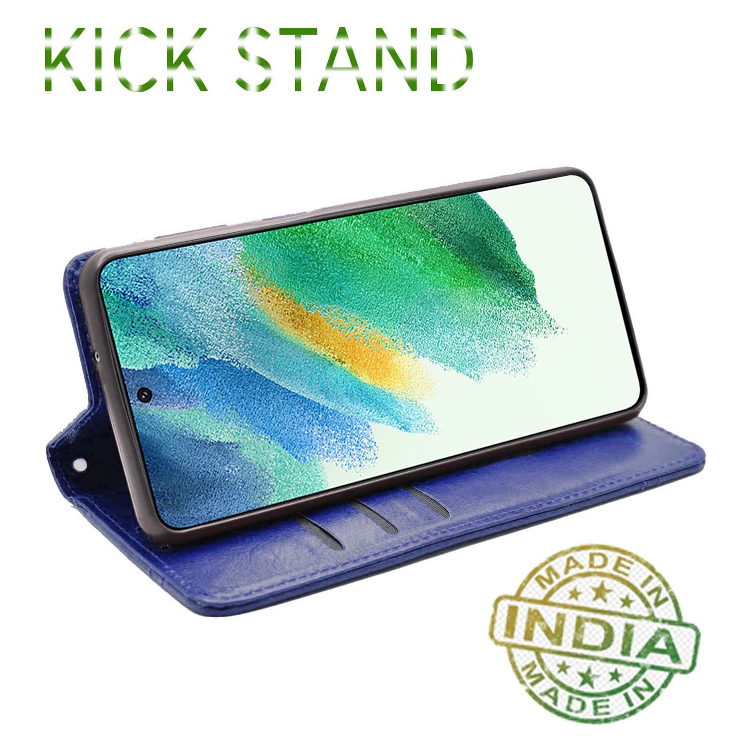 Pikkme Samsung Galaxy S21 Fe 5G Magnetic Flip Cover (Blue)