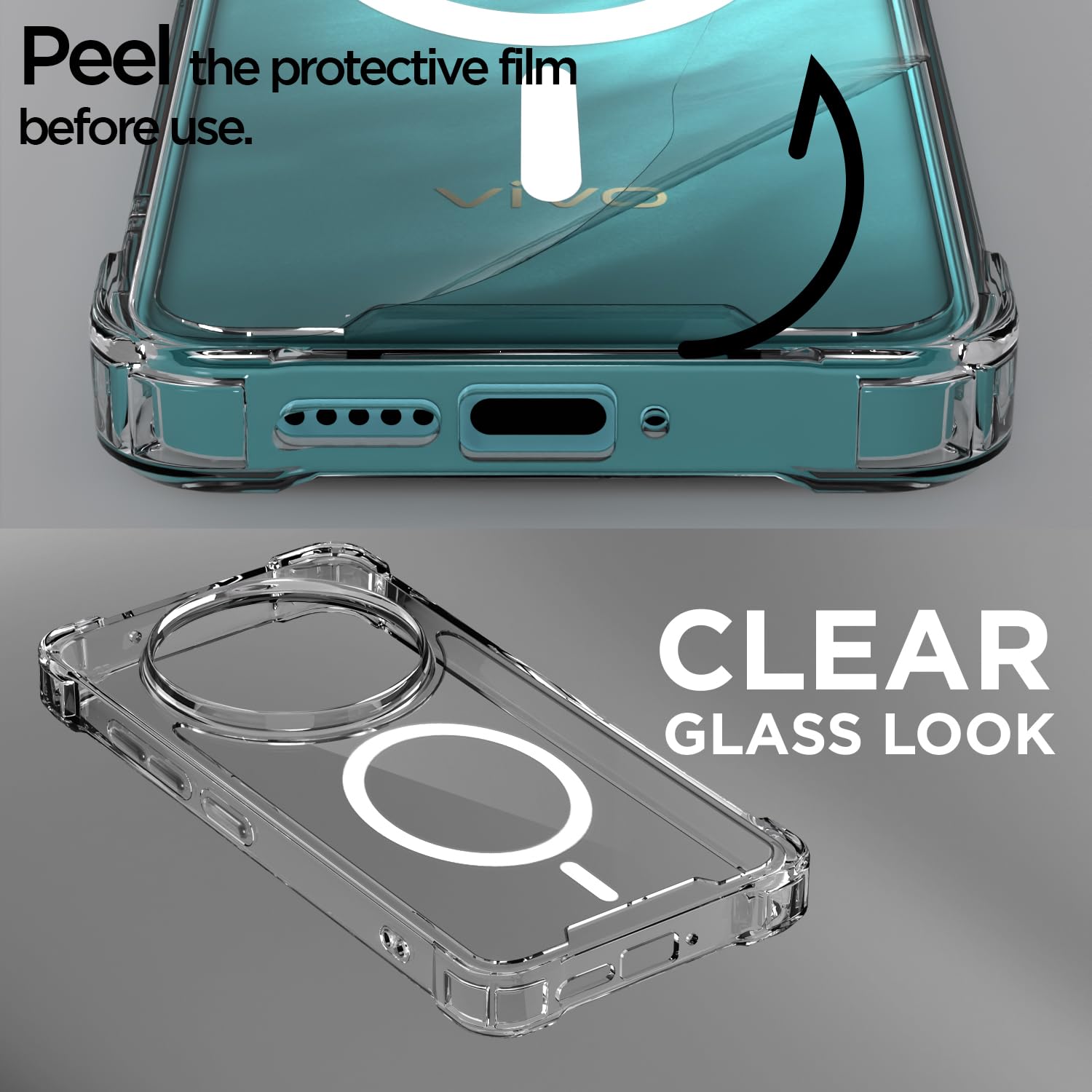 Transparent mag-safe back cover for Vivo T4/iQOO Z10 5G – Pikkme – photo 3
