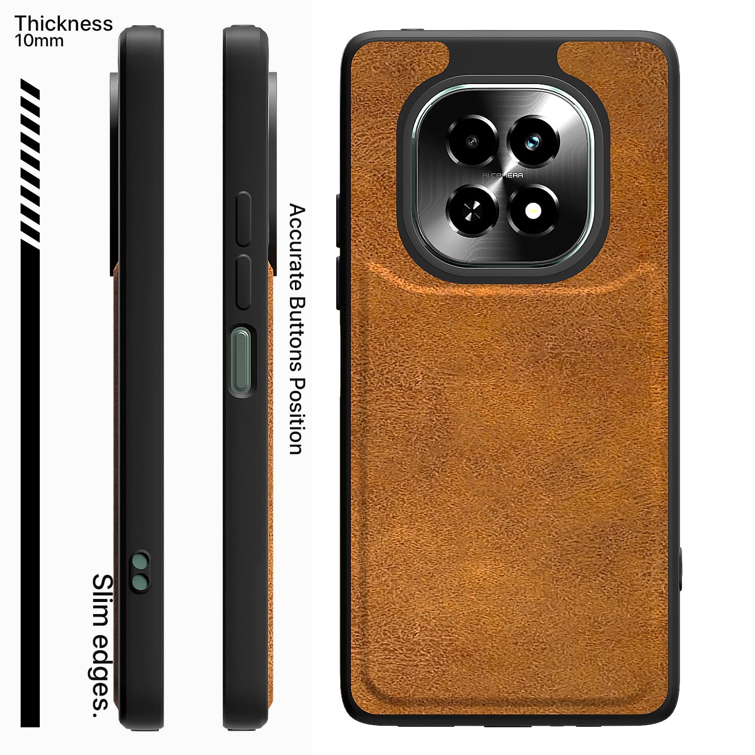 Pikkme Realme C63 5G Leather brown back cover – photo 3