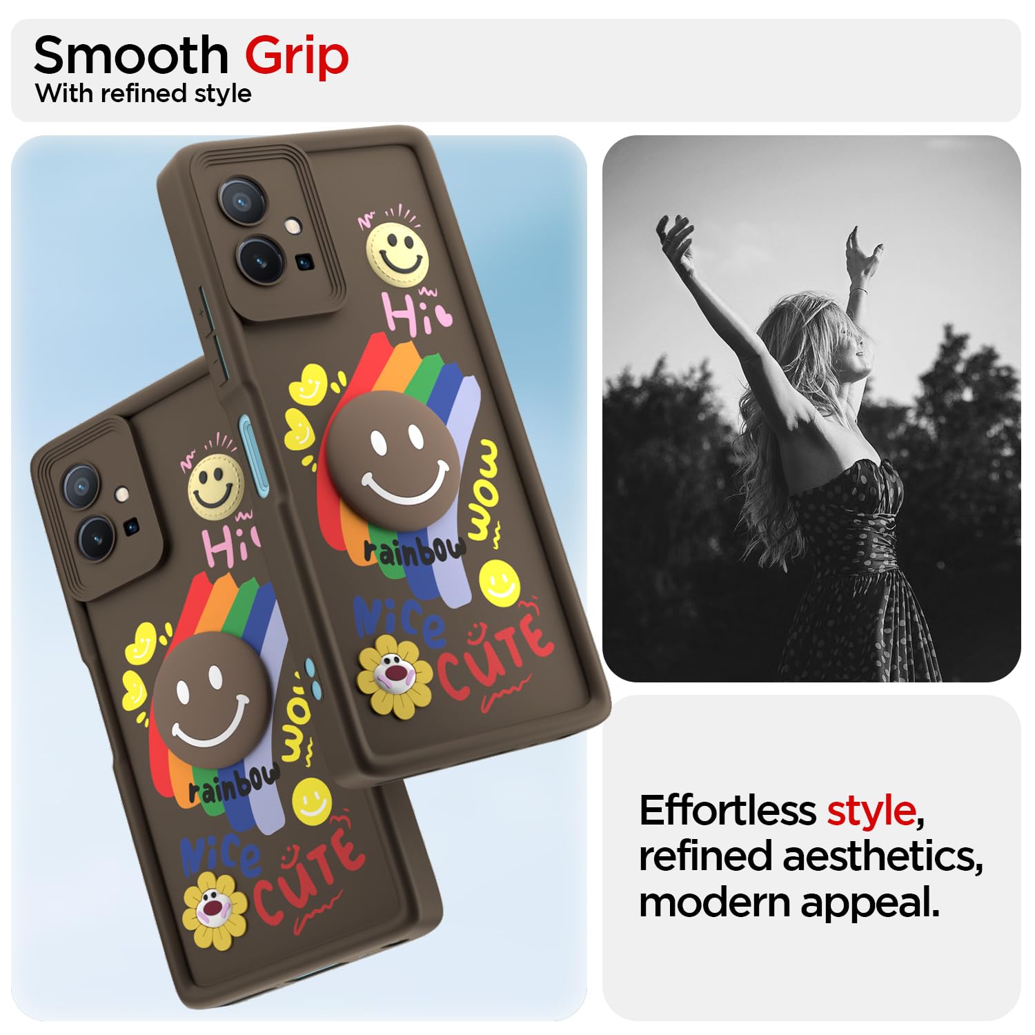 Brown Soft Silicone phone cover for Vivo T1/Y75/iQOO Z6 5G – Pikkme – photo 2