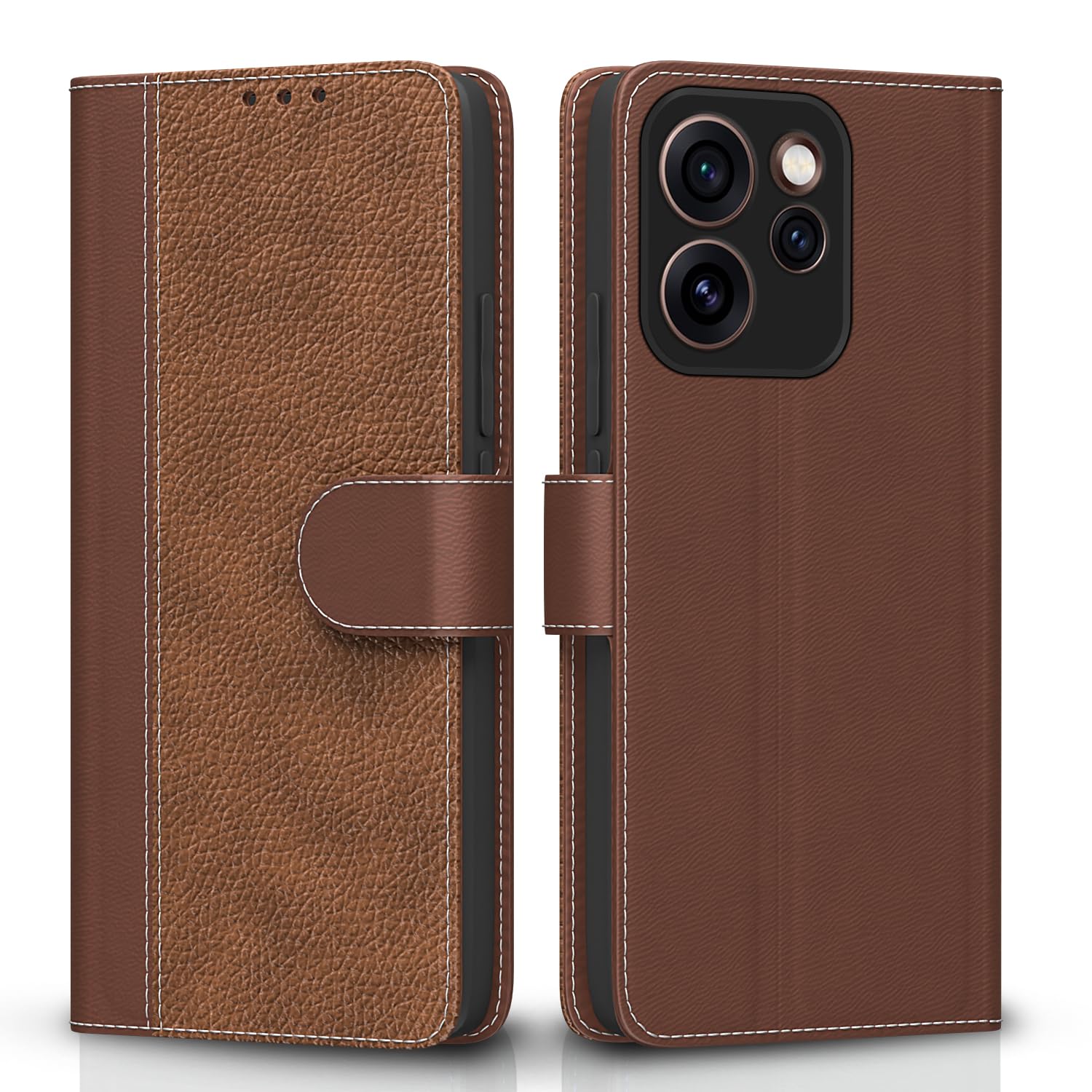 Pikkme tan flip cover for Oppo Reno 15 Pro Mini 5G
