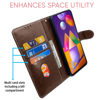 Pikkme brown & coffee Magnetic wallet flip cover for Samsung M31s – photo 3