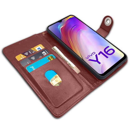 Vivo Y16 flip case in brown by Pikkme – photo 3