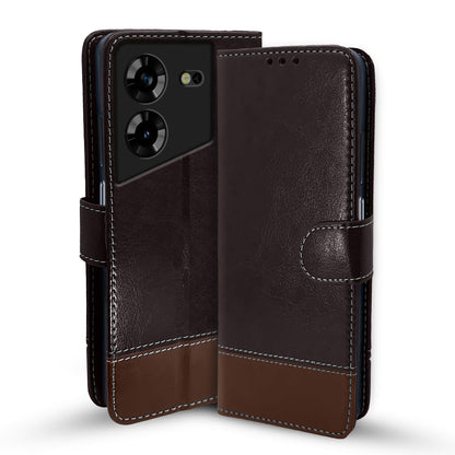 Pikkme coffee & brown flip cover for Tecno Pova 5/Pova 5 Pro 5G