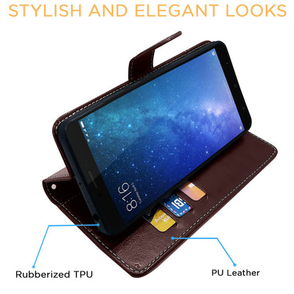 Mi Max 2 wallet flip cover in coffee & brown by Pikkme – photo 5