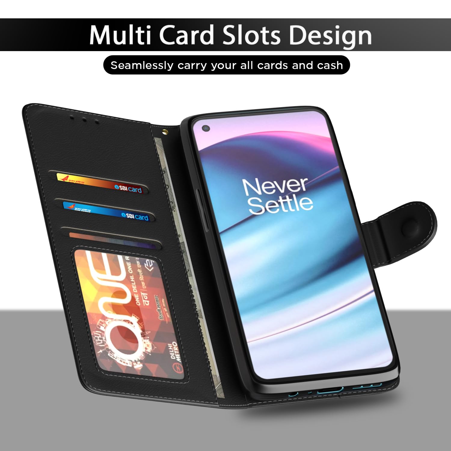 OnePlus Nord CE 5G Wallet flip cover in black by Pikkme – photo 5