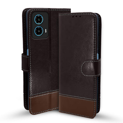 Moto G34/G45 5G mobile flip cover in coffee & brown by Pikkme