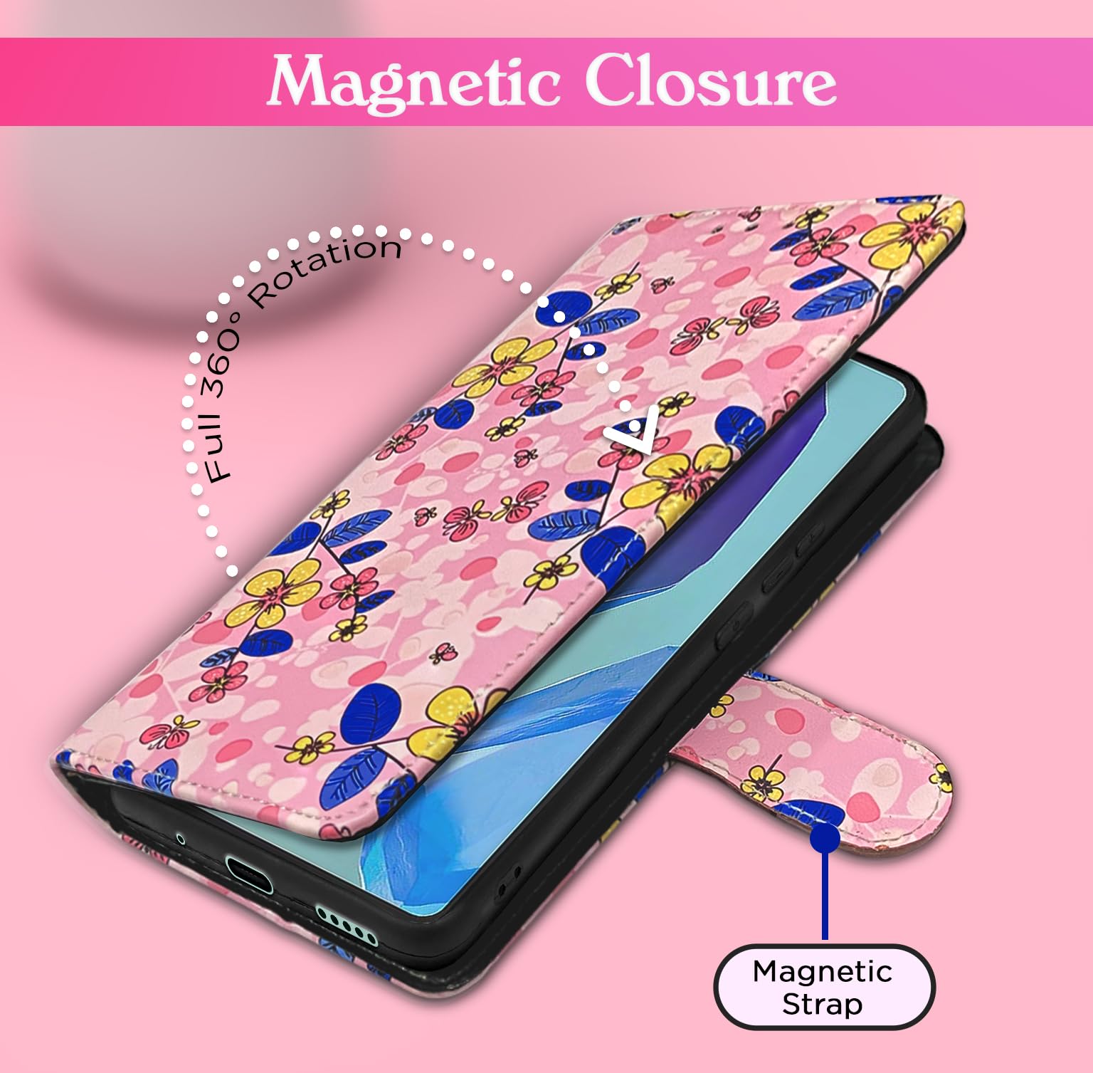 Samsung M55/M55s/F55 5G wallet flip cover in pink flower by Pikkme – photo 6