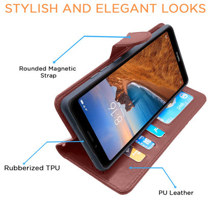 Pikkme Redmi 7A Vintage Flip Cover (Brown)