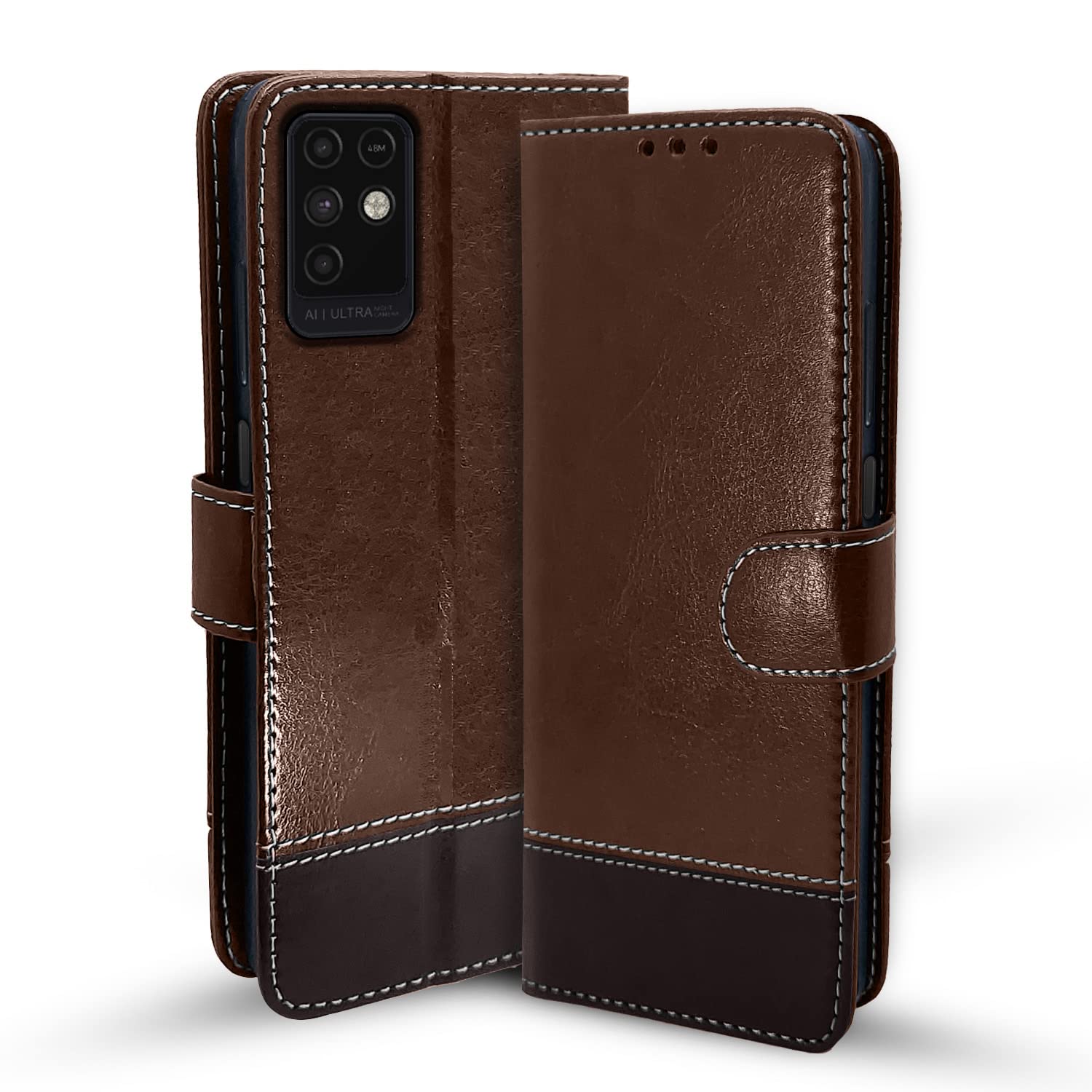 Infinix Note 10 flip cover in brown & coffee by Pikkme