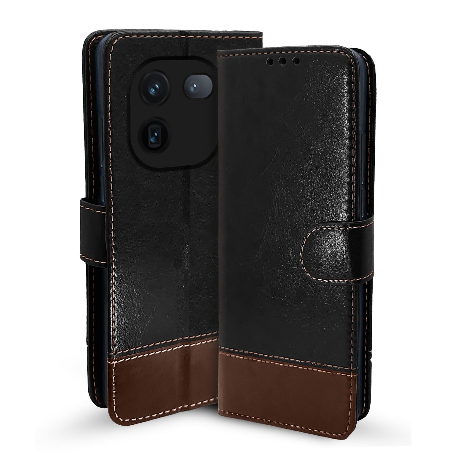 Black & brown flip case for iQOO 12 5G – Pikkme