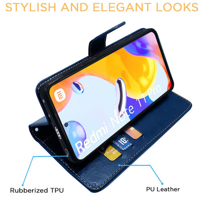 Pikkme blue & brown mobile flip cover for Redmi Note 11 Pro/Note 11 Pro Plus 5G – photo 5