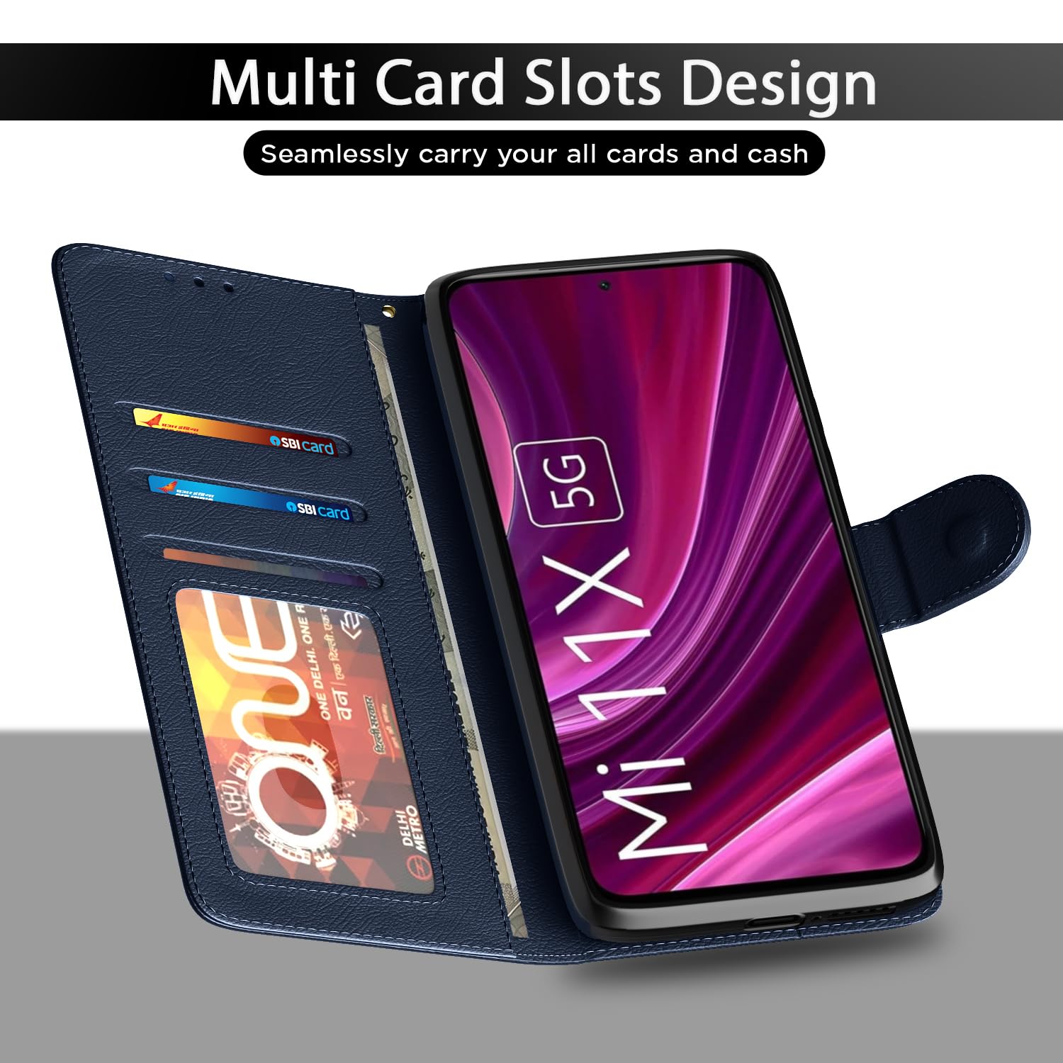 Mi 11x/11x Pro mobile flip cover in blue by Pikkme – photo 5