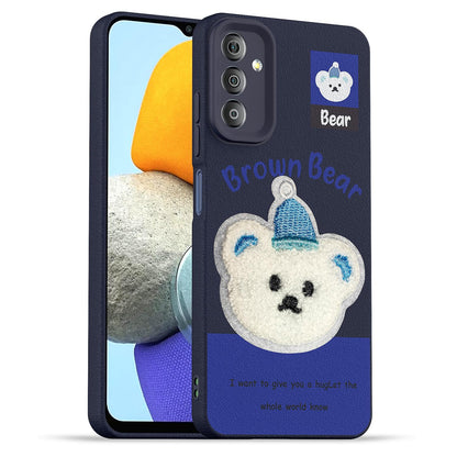 Samsung F23 5G Plush Patch mobile back cover in blue by Pikkme