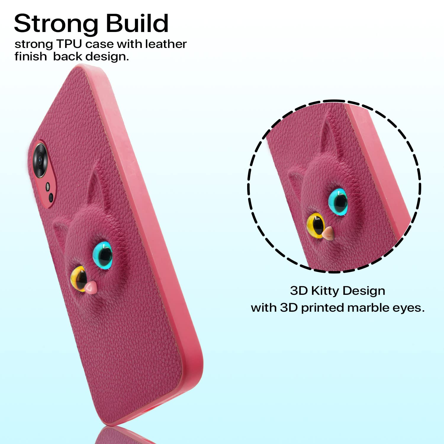 Pikkme Oppo A17 Kitty Back Cover (Pink)