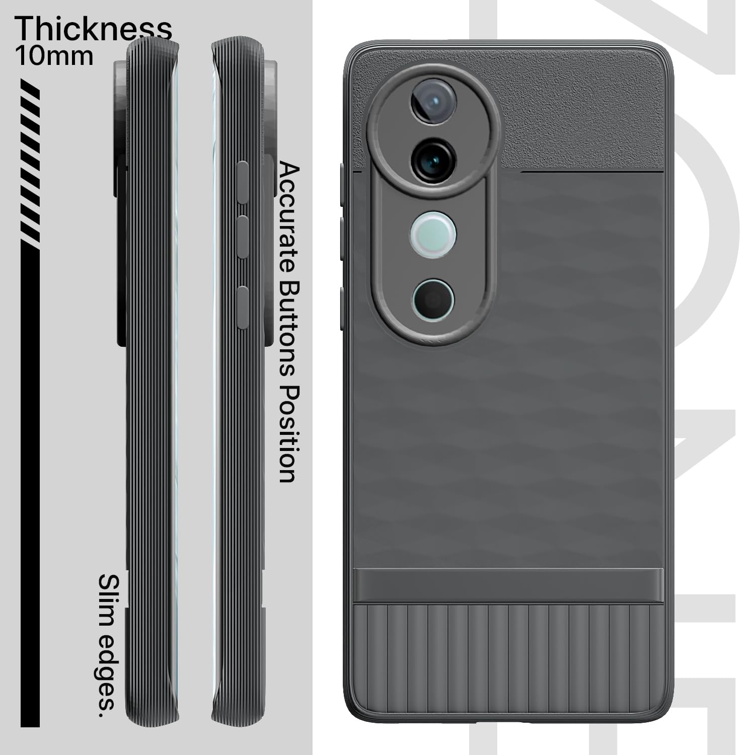 Pikkme Vivo V40 5G / V40 Pro 5G / T3 Ultra 5G Gencase Back Cover (Grey)