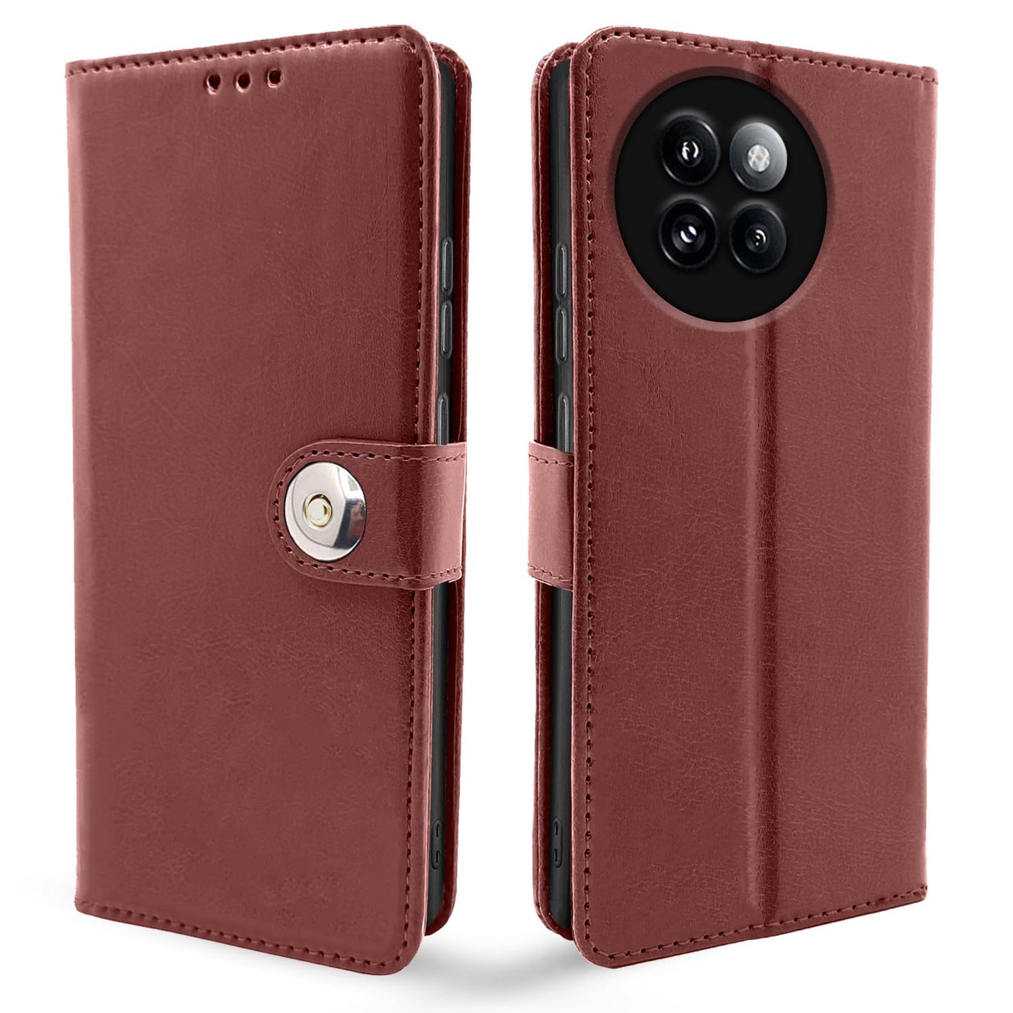 Pikkme Xiaomi Civi 4 Pro 5G, Xiaomi 14 Civi 5G  Button Flip Cover (Brown)