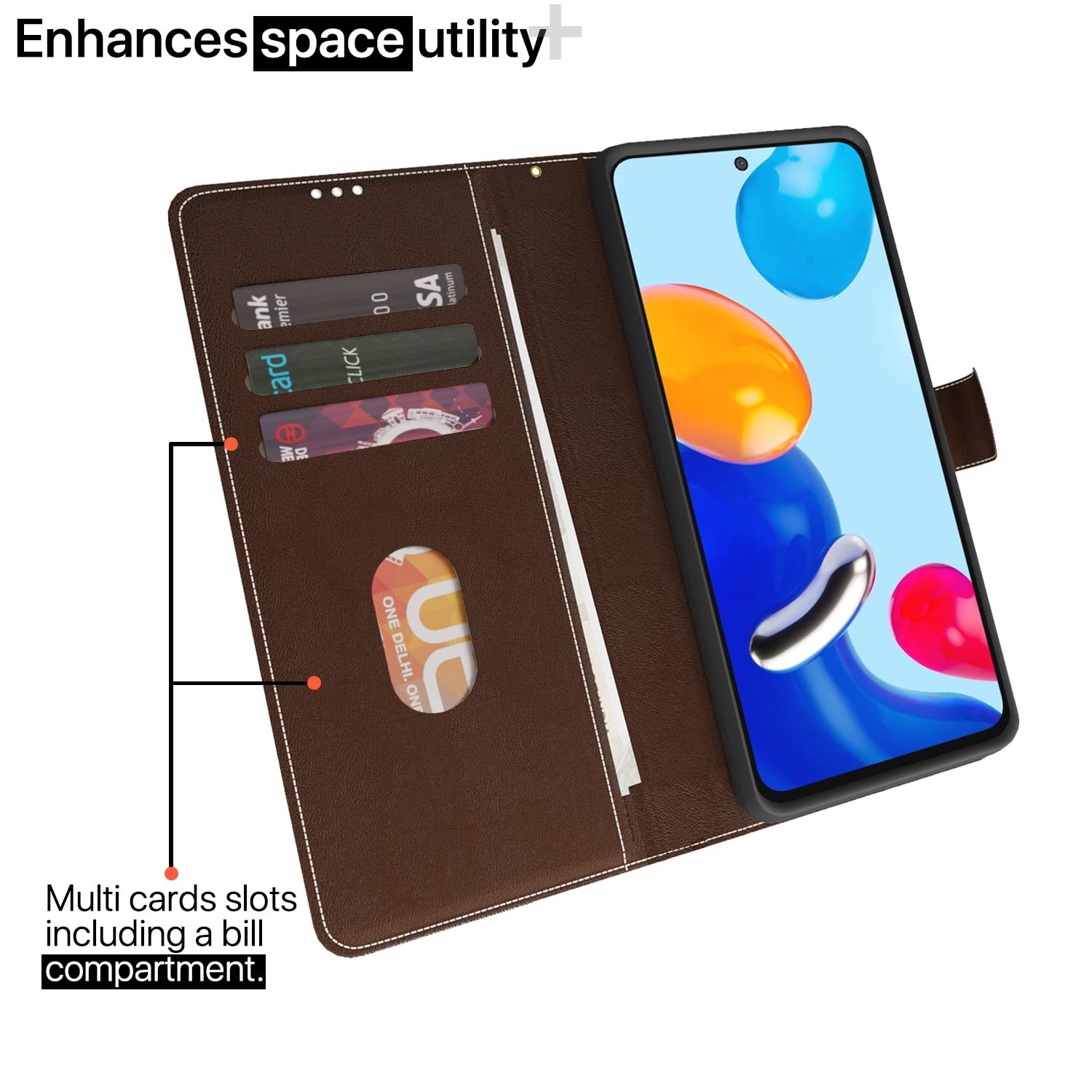 Pikkme Redmi Note 11/11s Magnetic brown & coffee wallet flip cover – photo 2