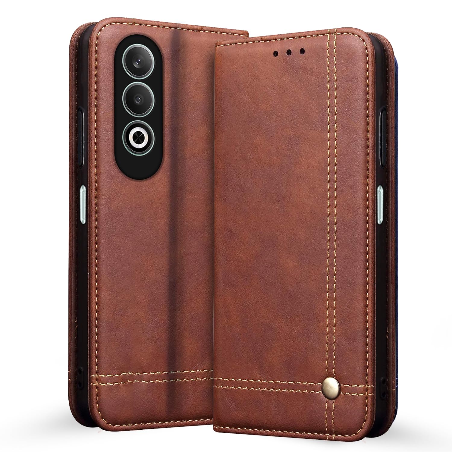 Brown Magnetic mobile flip cover for Oppo K12x 5G – Pikkme