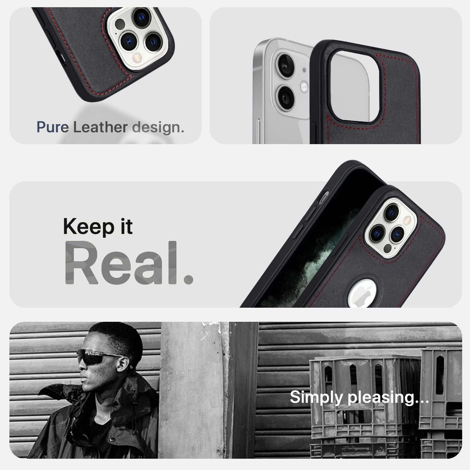 Pikkme iPhone 12 Pro Luxe Series | Velvet Cloth Inside PU Leather Back Case (Black)