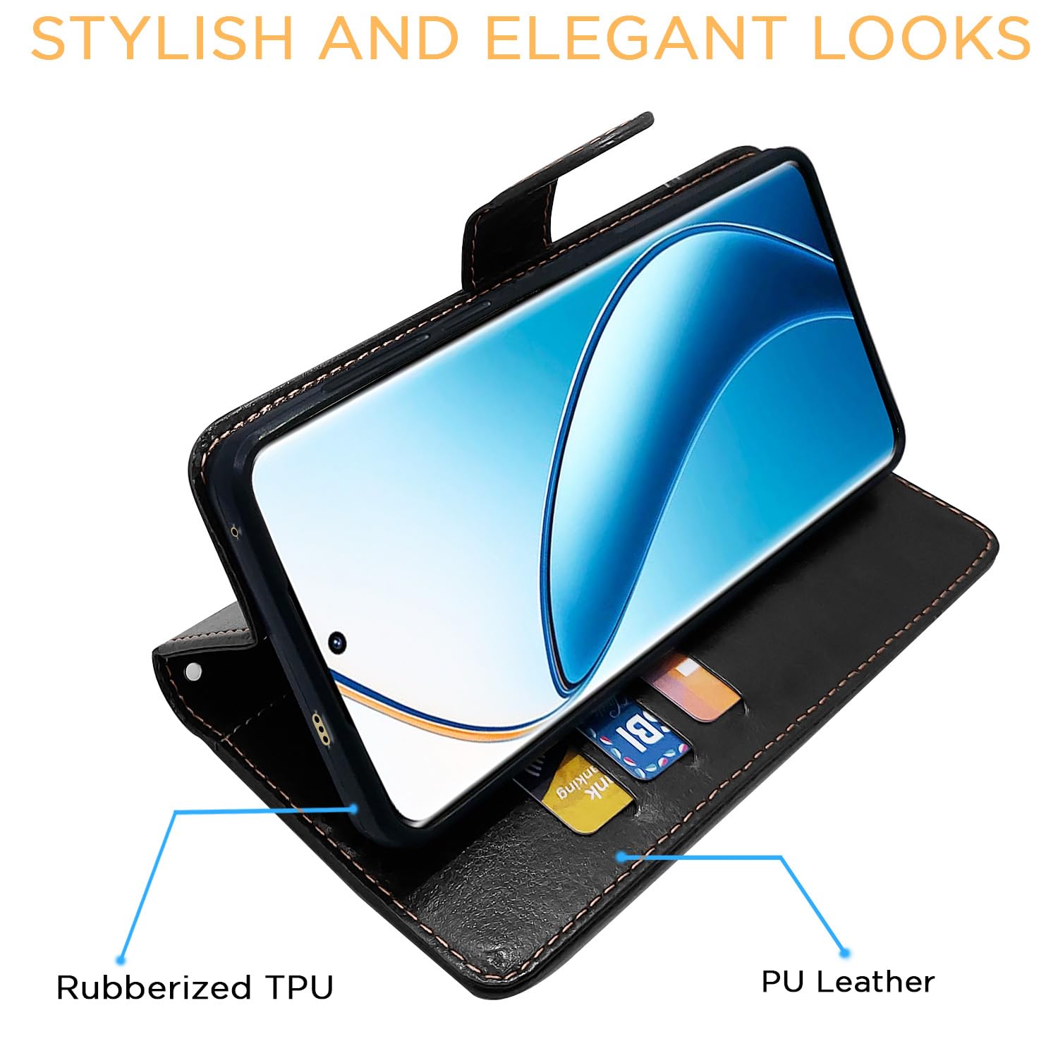 Pikkme Realme 12 Pro/12 Pro Plus 5G black & brown flip cover – photo 5