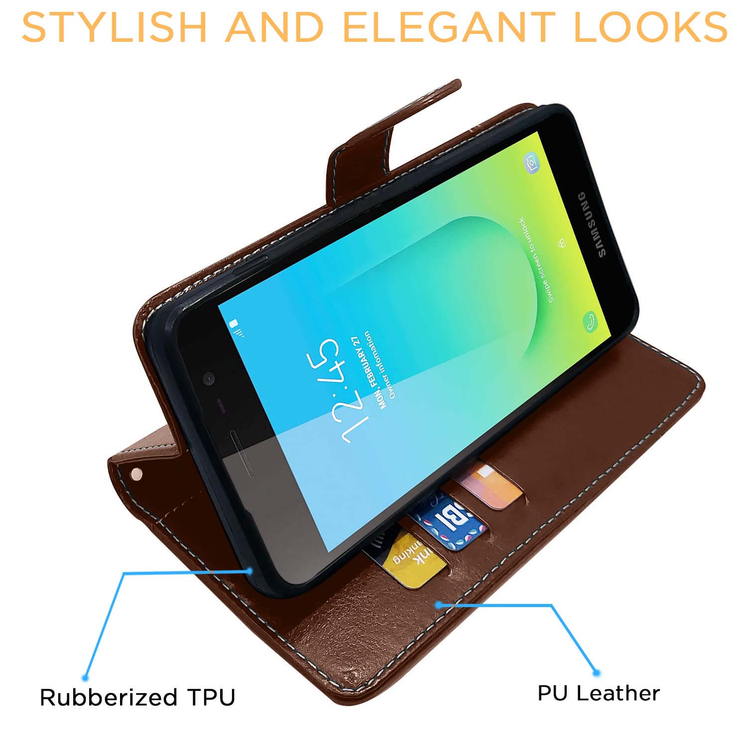 Pikkme brown & coffee Magnetic flip cover for Samsung J2 Core – photo 5