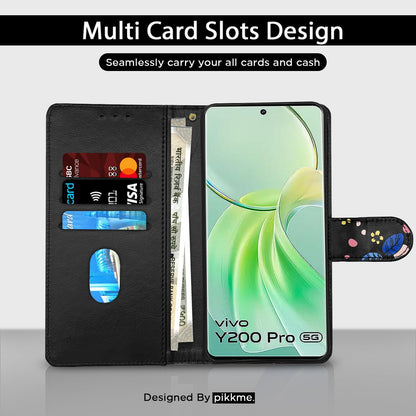Black flower mobile flip cover for Vivo Y200 Pro 5G – Pikkme – photo 2