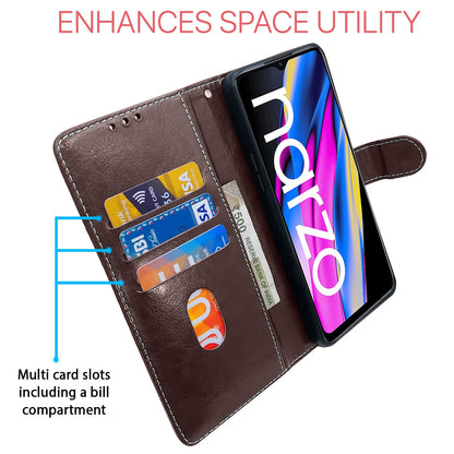 Pikkme Realme Narzo 50A Prime coffee & brown mobile flip cover – photo 3