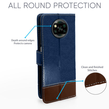 Pikkme Poco X3 blue & brown wallet flip cover – photo 4