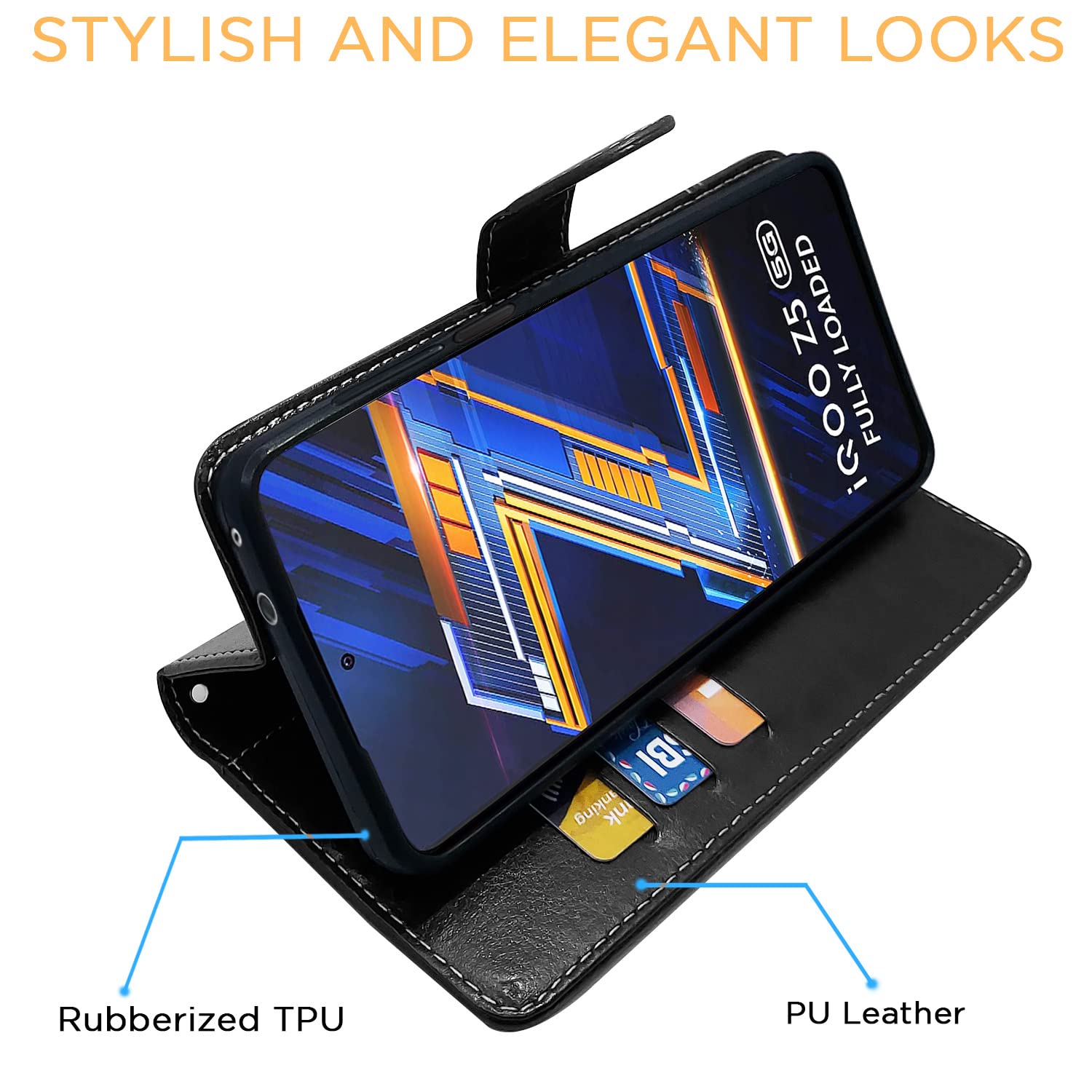 Black & brown wallet flip cover for iQOO Z5 5G – Pikkme – photo 5